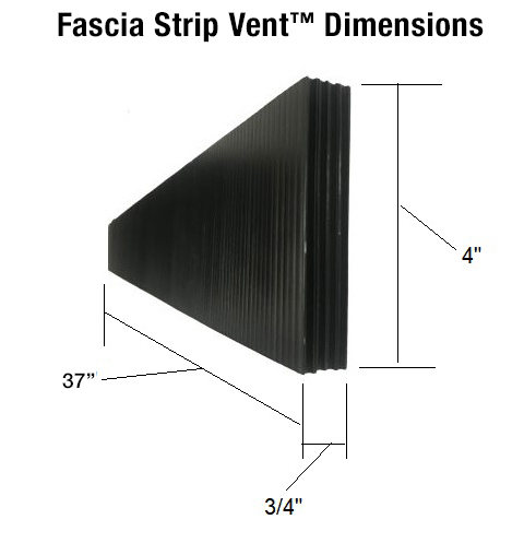Dimensions for Fascia Strip Vent for use as intake ventilation.