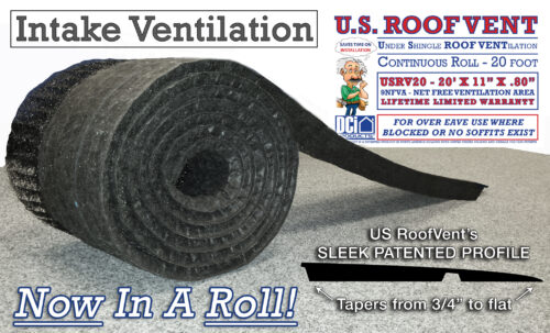 US RoofVent 20ft continuous roll attic ventilation
