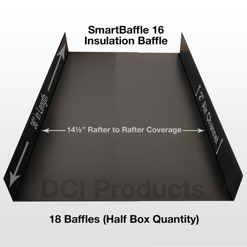 Half Box (18 baffles) of SmartBaffle 16" insulation baffles for 14.5" rafter bays.