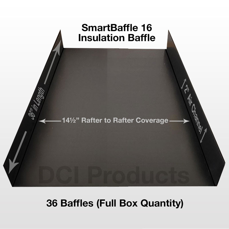 Full Box (36 Baffles) of SmartBaffle 16" insulation baffle for 16" on center rafter or 14.5" rafter bays.