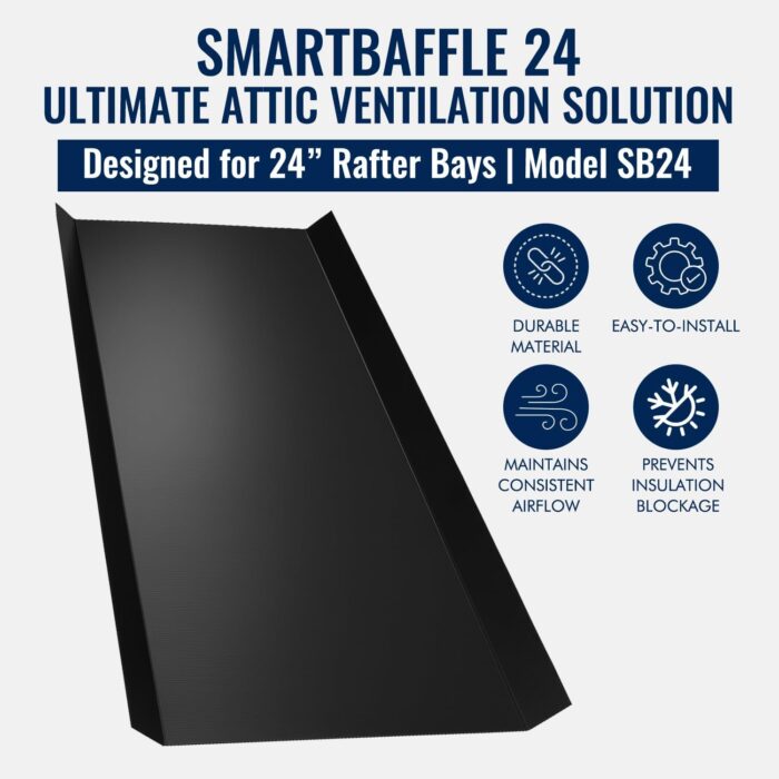 SmartBaffle 24 - insulation baffle for approximately 22 ½” wide space between rafters 24” On-Center.