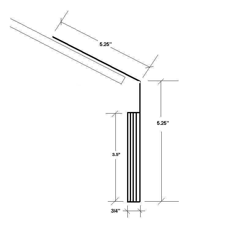 Profile diagram of FasciaVent with measurements