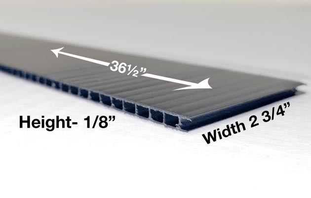 DripEdge extensions are 2 3/4" x 1/8" x 36 1/2"